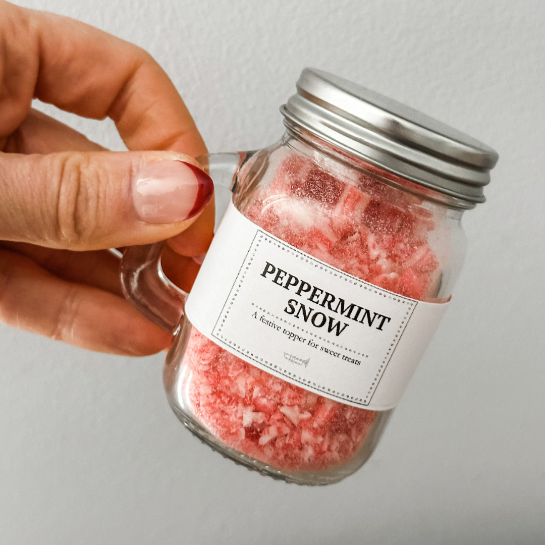 Peppermint Snow Holiday Jar Labels